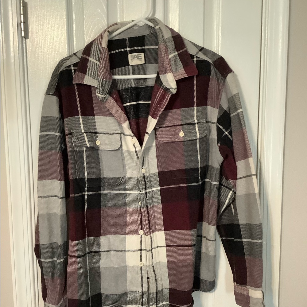 American Eagle Outfitters Plaid Shirt - Black, Gray, Red